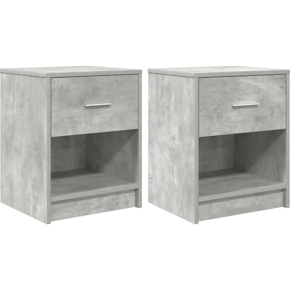 vidaXL Nachtkastjes 2 st met lade 40x34x50 cm betongrijs bruin, foto 3