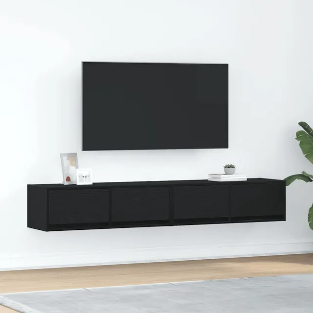 vidaXL Tv-kasten 2 st 80x31x25,5 cm spaanplaat zwart eikenkleurig, foto 2