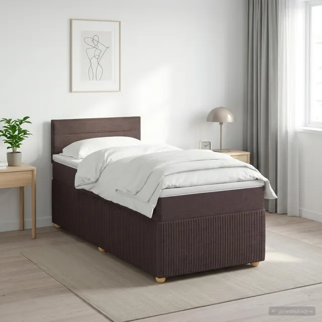 vidaXL Boxspringbed met matras Donkerbruin 90 x 200 cm Stof