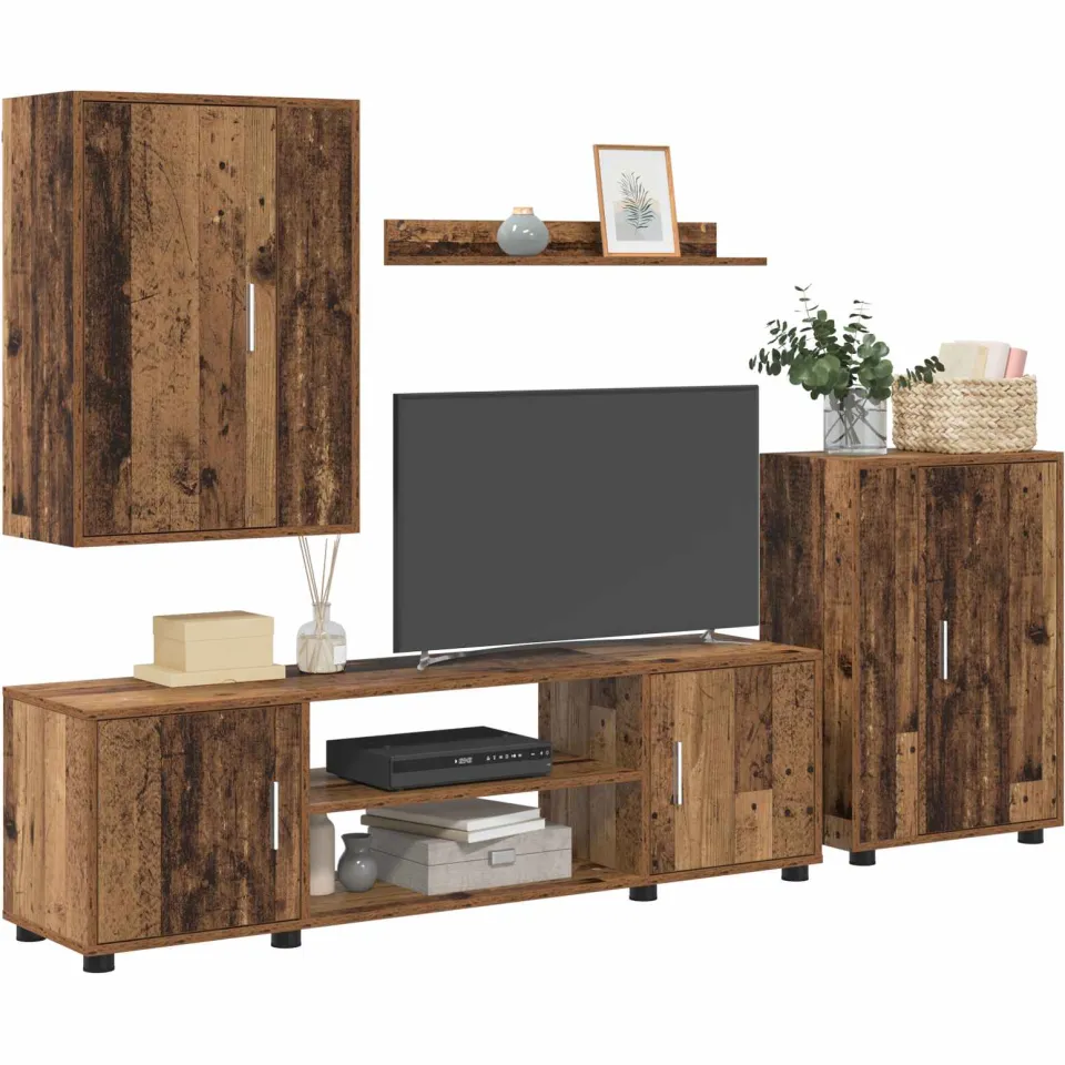 vidaXL Tv-meubelset 140 x 40 x 33 cm Oud Hout Bruin