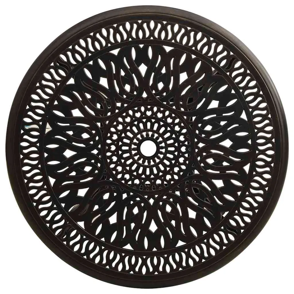vidaXL Tuintafel 90x90x74 cm gietaluminium bronskleurig bruin, foto 3