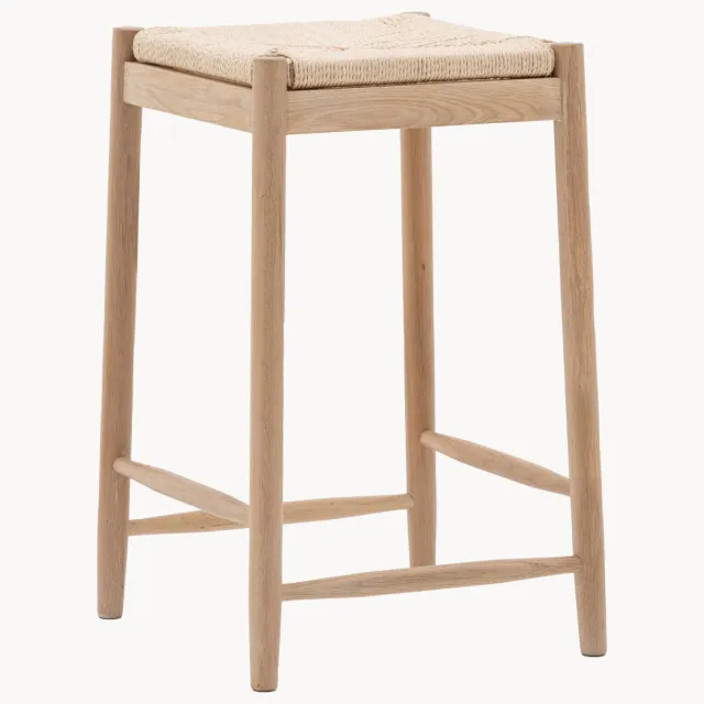 Gallery Direct Handgemaakte hocker Eton van eikenhout Beige