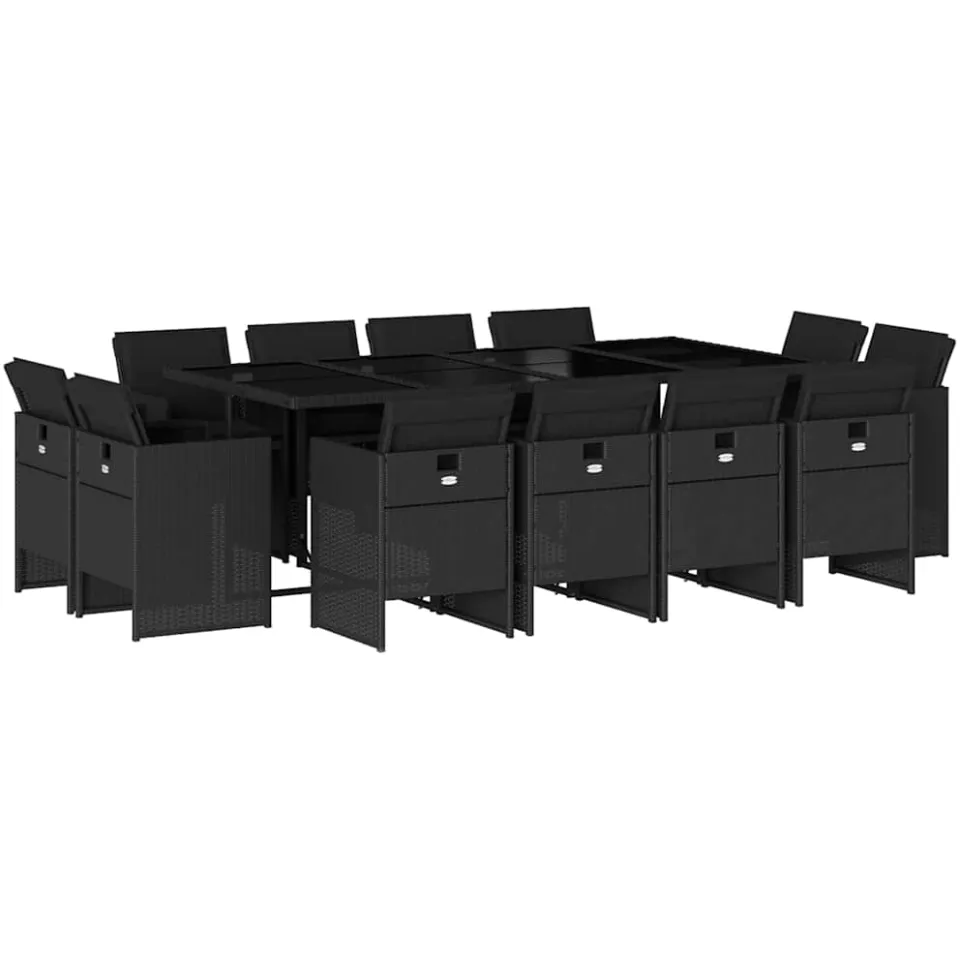 vidaXL 13-delige Tuinset met kussens poly rattan zwart, foto 4