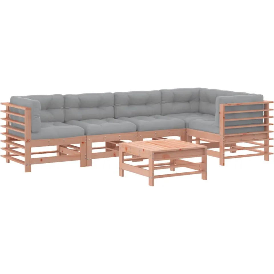 vidaXL 6-delige Loungeset met kussens massief douglashout bruin, foto 3