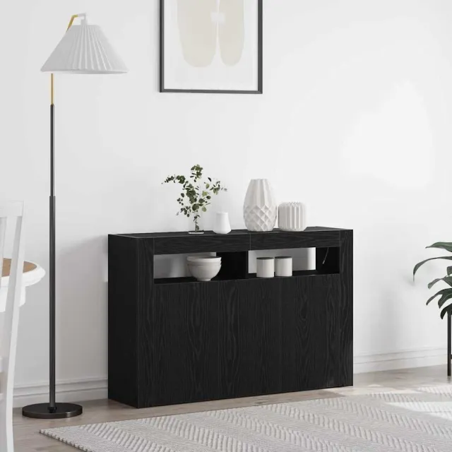 vidaXL Dressoir Zwart eiken 116 x 30 x 75 cm Bewerkt hout