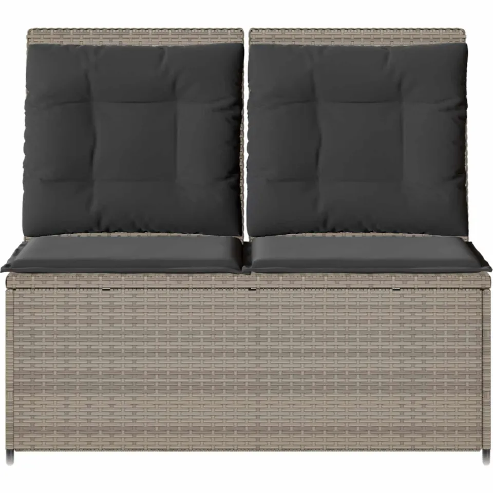 vidaXL Tuinbank Lichtgrijs poly rattan, foto 4