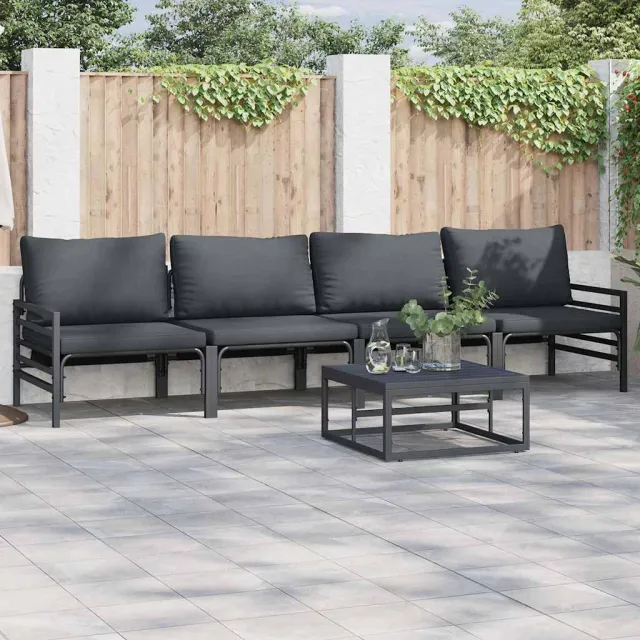 vidaXL Tuinbankenset 5 st Zwart Staal, foto 2