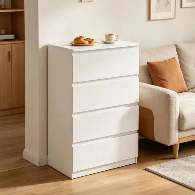 CHICFURN Ladekast - 4 lades - Gesloten ontwerp - Staand - Wit