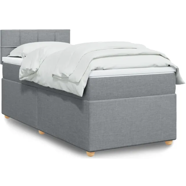 vidaXL Boxspring met matras stof lichtgrijs 100x200 cm grijs