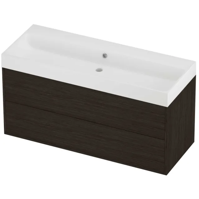 Proline Podium Badmeubelset Polystone Loft 2 Laden 120x46x62 cm Mat White Mokka Oak Eiken