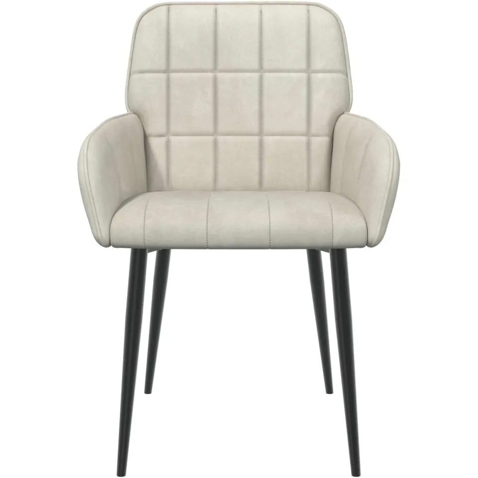 vidaXL Eettafelstoelen 2 st fluweel Crèmekleurig 56.5 x 50 x 85 cm
