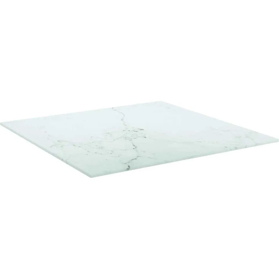 vidaXL Tafelblad 50x50 cm 6 mm gehard glas met marmeren design wit