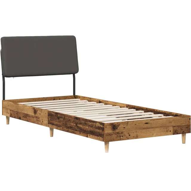 vidaXL Eenpersoonsbed met hoofdbord Oud hout en donkergrijs Bruin
