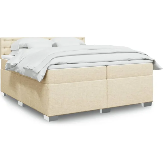 vidaXL Boxspring met matras stof crèmekleurig 200x200 cm