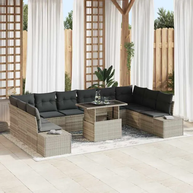 vidaXL Tuin Sofa Set 11 st Lichtgrijs poly rattan, foto 2