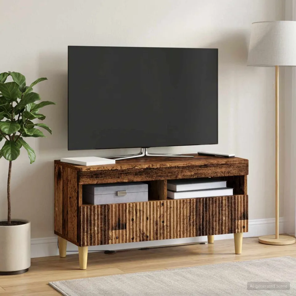 vidaXL LED tv-meubel ARNHEM 81 x 35 x 43 cm Oud hout Bewerkt hout bruin, foto 4
