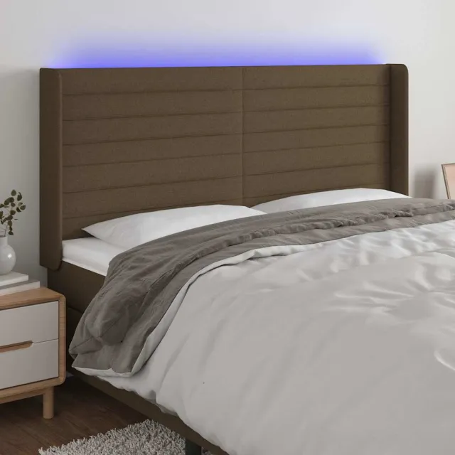 vidaXL Hoofdbord LED 183x16x118/128 cm stof donkerbruin bruin