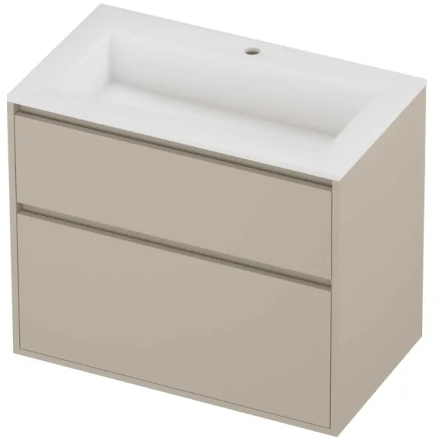 Proline Aristo Badmeubelset Polystone Elegant 1 Gat 80x46x67 cm Mat White Soft Linen Beige
