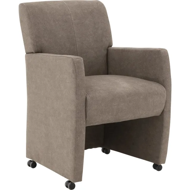 Goossens Eetkamerstoel Alex - Bruin - Microvezel - Met Armleuning - Met Wielen alcamara taupe 12