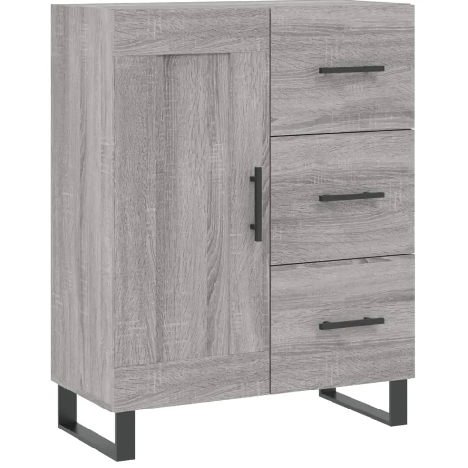 vidaXL Dressoir 69,5x34x90 cm bewerkt hout grijs sonoma eikenkleurig, foto 3