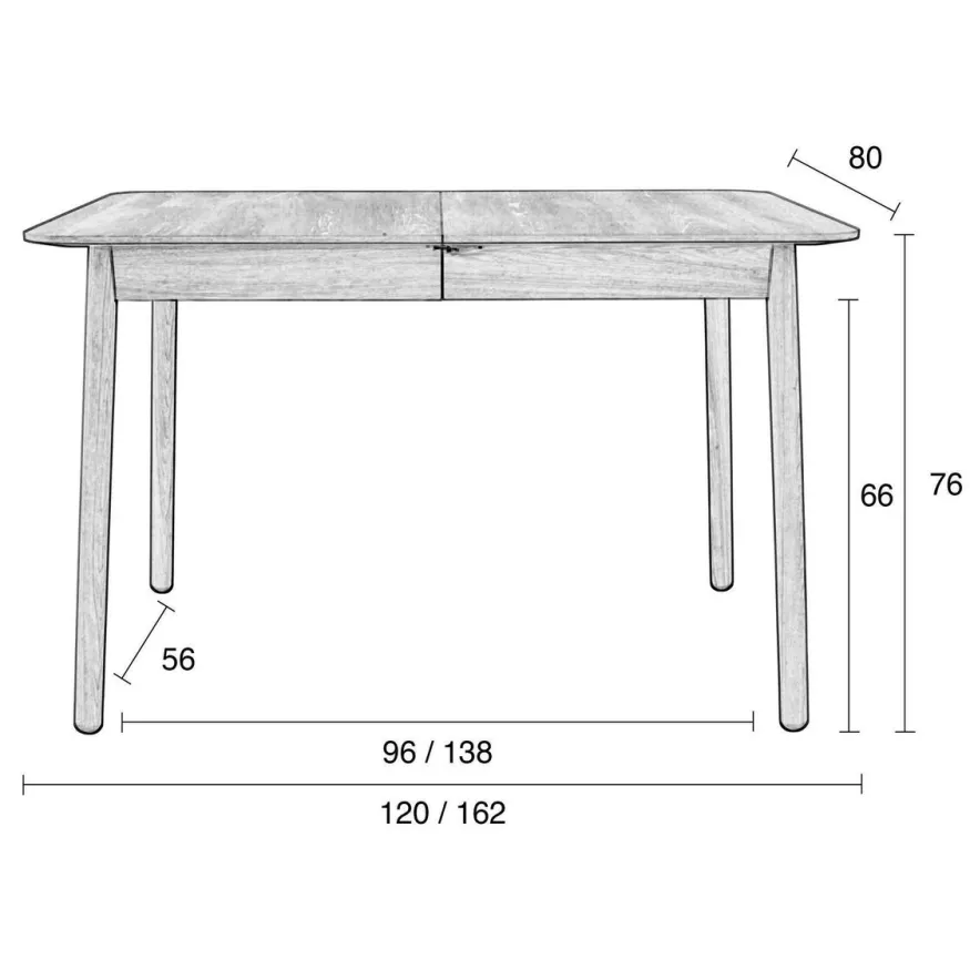 Zuiver verlengbare eetkamertafel Glimps (120/162x80 cm) naturel, foto 2