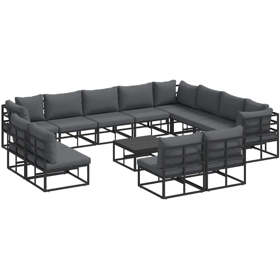 vidaXL Tuinbankenset 13 st Zwart Aluminium