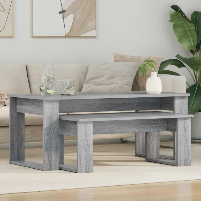 vidaXL Koffietafel Set 2 st Grijs Sonoma 100 x 50 x 42 cm Bewerkt hout, foto 2