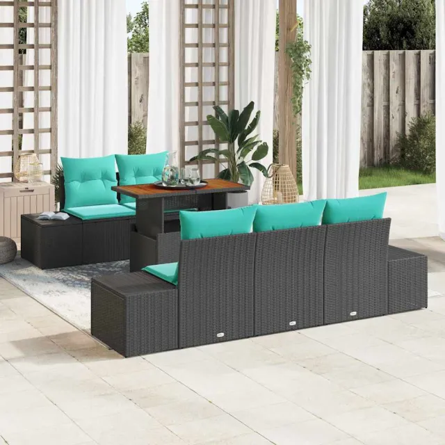 vidaXL Tuin Sofa Set 6 st Zwart Poly riet, foto 2