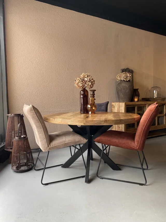 Sfeerwonen Enzo Eettafel Rond 120 cm mangohout NATUREL Mango hout