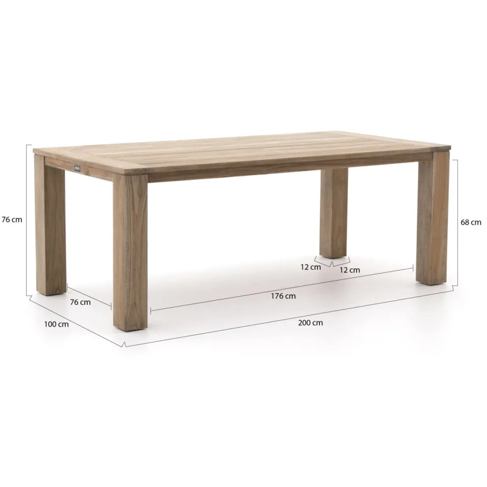 ROUGH Furniture ROUGH-Batang Rope/ROUGH-X 200cm dining tuinset 5-delig stapelbaar bruin, foto 4