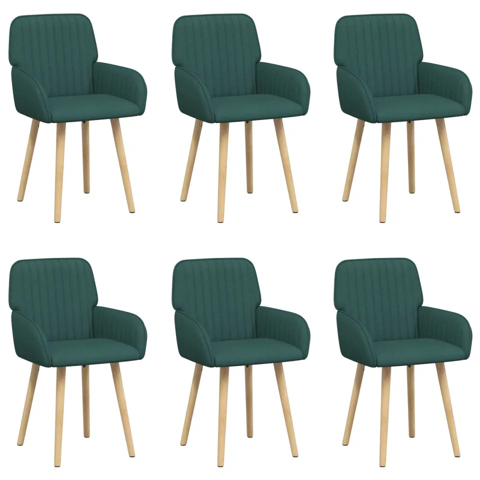 vidaXL Eettafelstoelen 6 st Stof Donkergroen 56,5 x 50 x 87,5 cm groen, foto 3