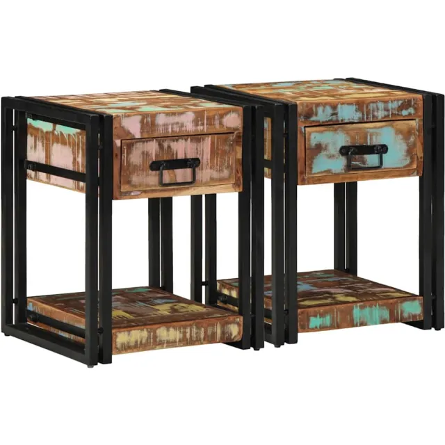 vidaXL Nachtkastje 2 st Multikleur 40 x 40 x 50 cm Bruin