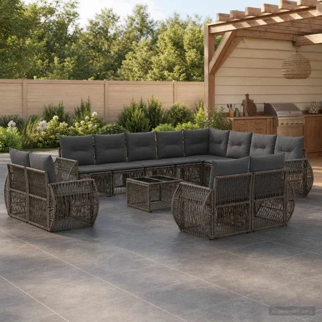 vidaXL Tuinbankenset 13 st Grijs en Donkergrijs poly rattan, foto 2