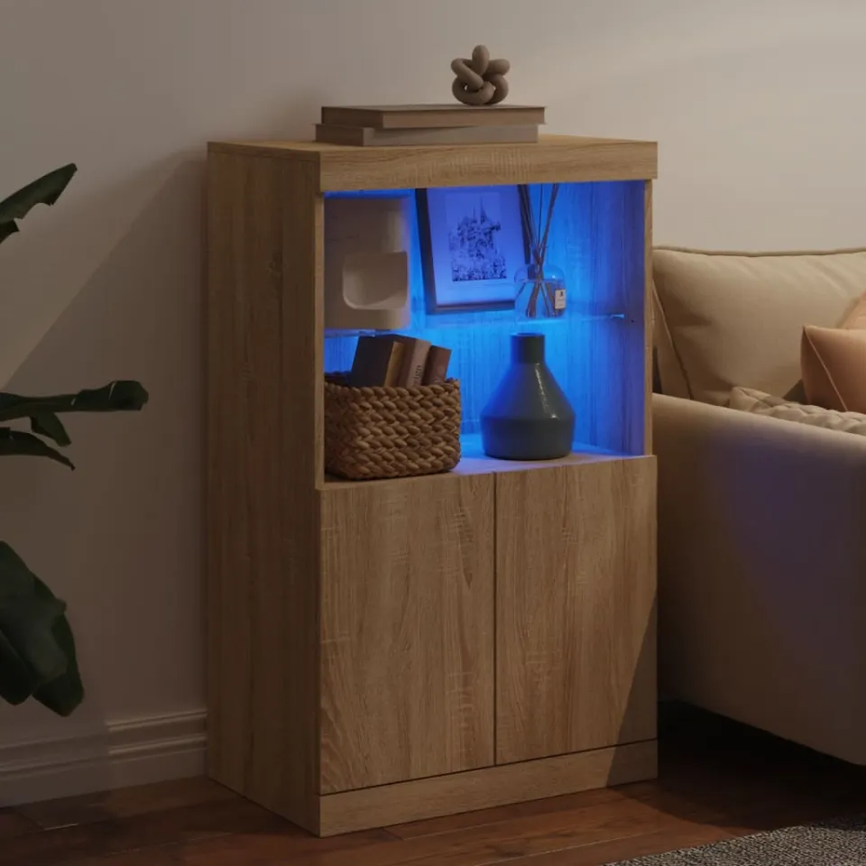 vidaXL Dressoir met LED-verlichting 60,5x37x100 cm sonoma eikenkleurig, foto 3