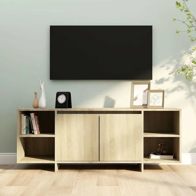 vidaXL Tv-meubel 130x35x50 cm bewerkt hout sonoma eikenkleurig Beige