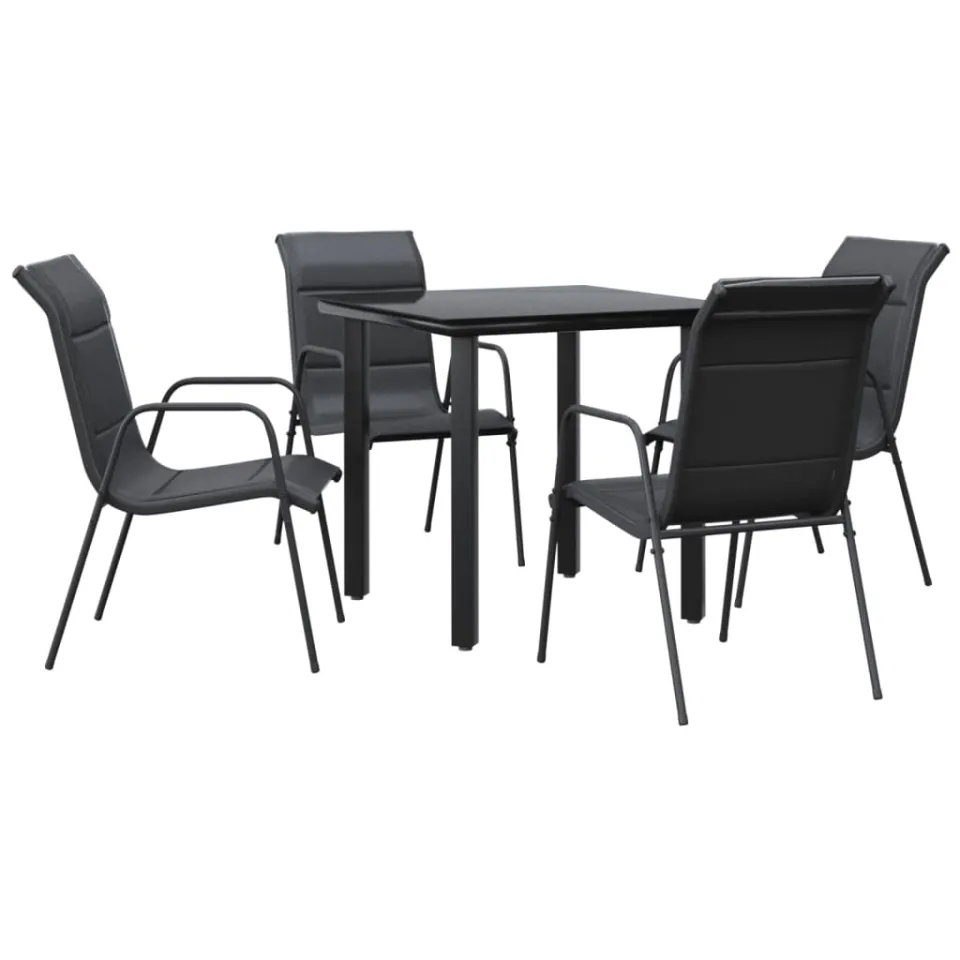 vidaXL 5-delige Tuinset textileen en staal zwart, foto 3