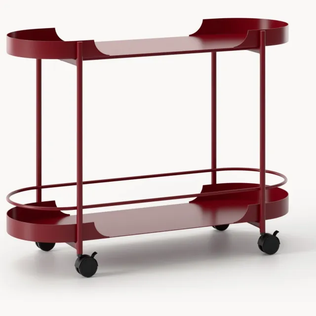 Westwing Collection Metalen barcart Taru Wijnrood