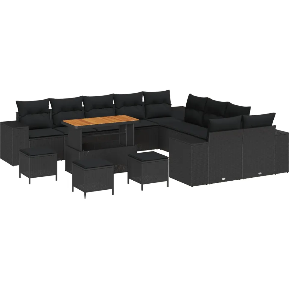vidaXL Tuin Sofa Set 14 st Zwart poly rattan