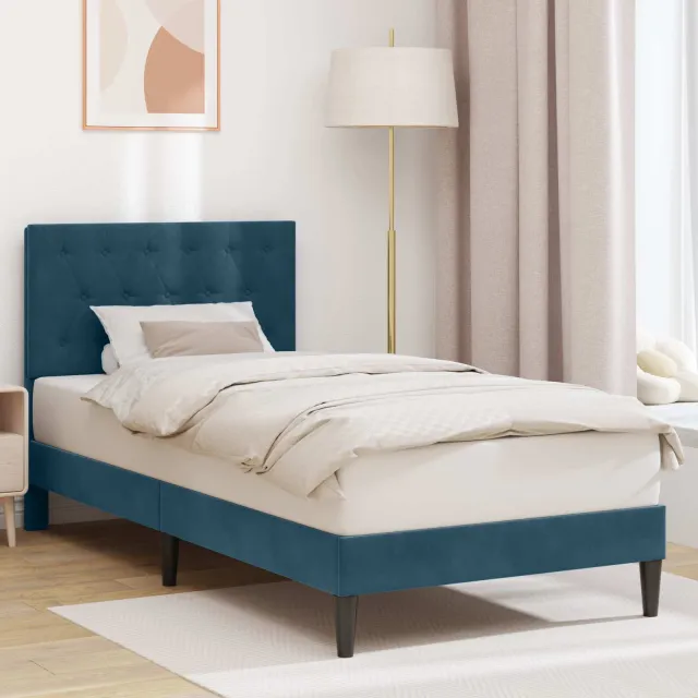 vidaXL Bedframe met hoofdeinde Blauw 100 x 200 cm Fluweel