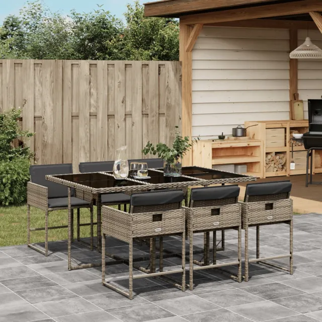 vidaXL 7-delige Tuinset met kussens poly rattan grijs, foto 2