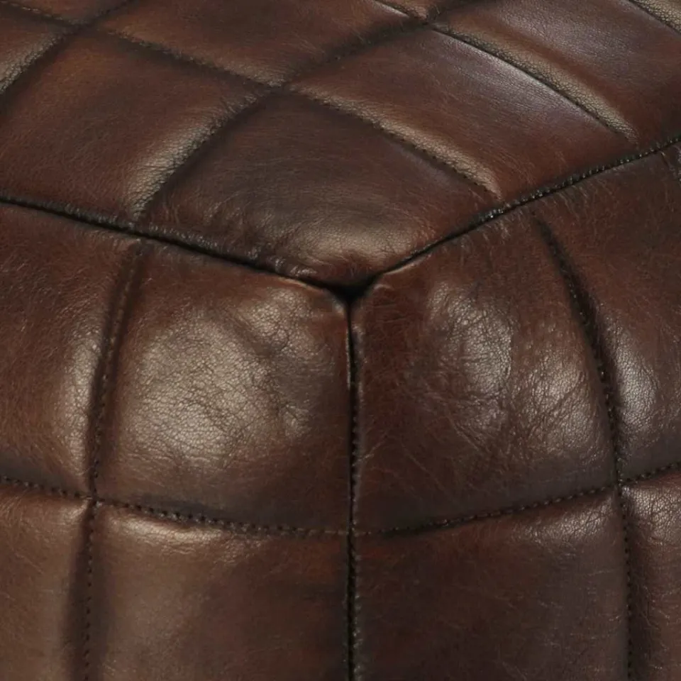 vidaXL Poef 40x40x40 cm echt geitenleer donkerbruin bruin, foto 4