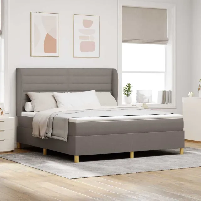 vidaXL Boxspringbed met hoofdeinde Taupe 200 x 180 cm Stof