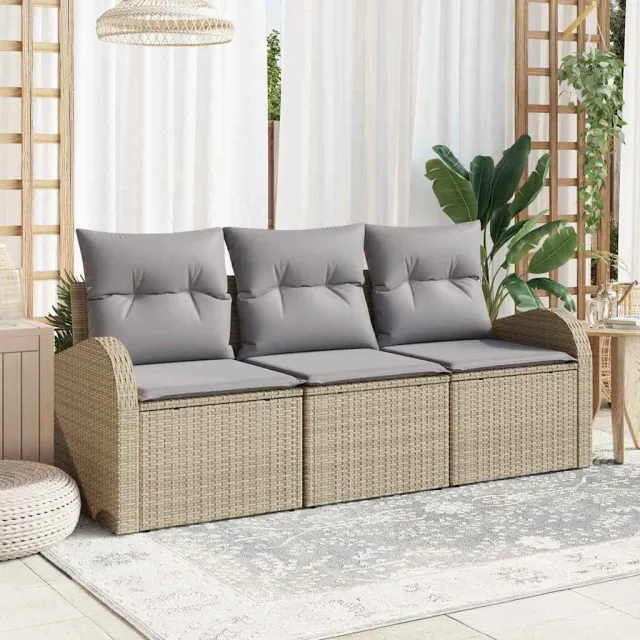 vidaXL Tuin Sofa Set Beige poly rattan, foto 2