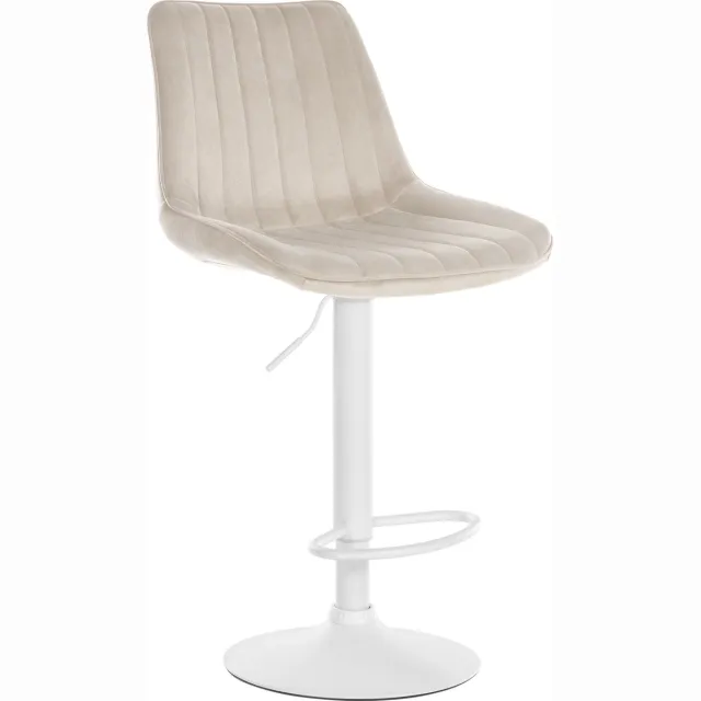 CLP Toni Barkruk - Met rugleuning - Verstelbaar - Velvet - Fluweel - wit/creme