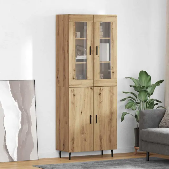 vidaXL Hoge kast 2 st Artisan Eiken 69,5 x 34 x 180 cm Bewerkt hout Bruin