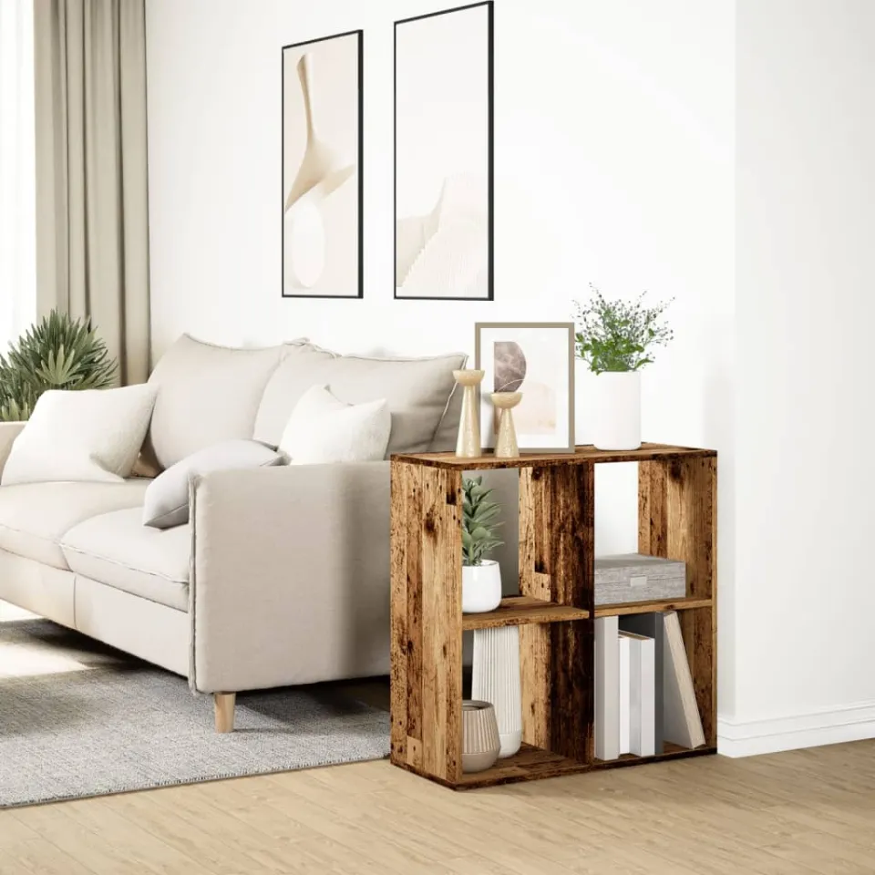vidaXL Kamerscherm / boekenkast 69,5x29x69,5 cm hout oud houtkleur bruin, foto 4