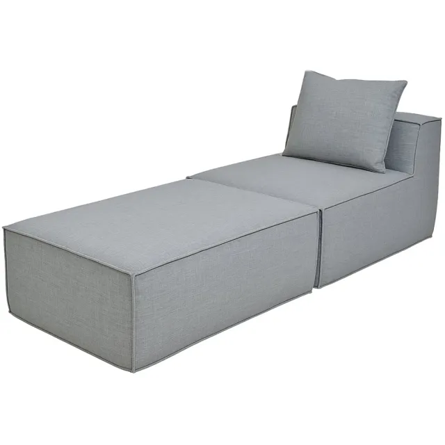 MCW Chaise longue/accessoires voor bank MCW-O54, fauteuil ottomane recamière, stof/textiel (300 g/m²) 63x75x194 cm ~ lichtgrijs