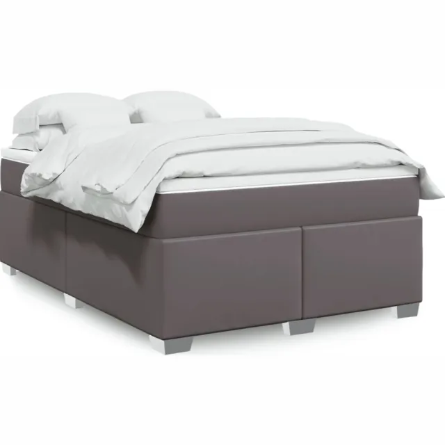 vidaXL Boxspring met matras kunstleer grijs 140x200 cm