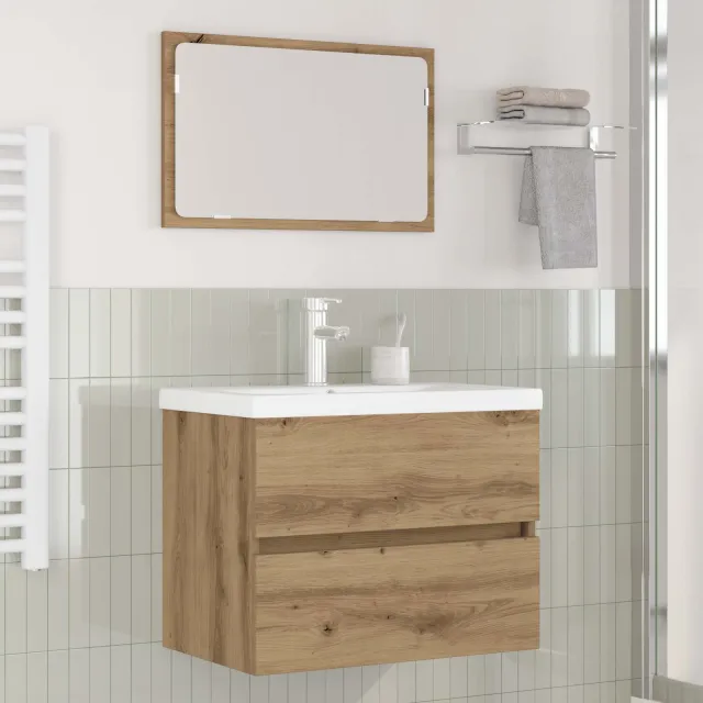 vidaXL Badkamermeubelset 3 st Artisan Eiken Bewerkt hout Bruin