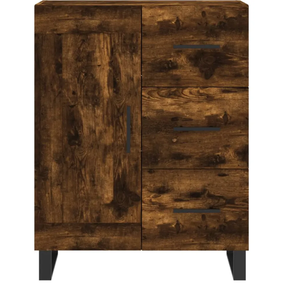 vidaXL Dressoir 69,5x34x90 cm bewerkt hout gerookt eikenkleurig